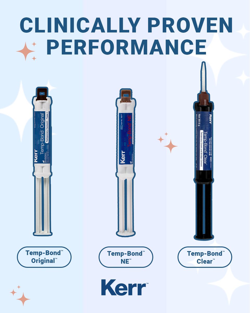 Temp-Bond™, Temp-Bond™ NE, and Temp-Bond™ Clear with Triclosan offer multiple formulations for all your temporary restoration needs. Choose from Unidose, tubes, or automix syringe for flexible delivery. 

Ask your rep about Temp-Bond TODAY: bit.ly/4qGZG90