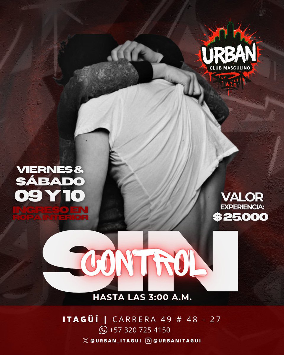 EL CONTROL no se mira.. Se pierde… si te atreves.

Viernes y sábado la noche no pone límites.
¿Tú sí? 🔥

📍 Itagüí
🕘 Hasta las 3:00 a.m.
💬 Info: 320 725 4150

chudai wataaaa

<a href="/batelosmedellin/">Batelos Medellín,</a> <a href="/grindrmedelli11/">grindrmedellin</a> <a href="/encuentrogaymed/">Encuentros Gays Medellín</a> <a href="/eventosgaymed/">Eventos gay Med❣️</a>

#UrbanClub #ClubMasculino #Itagui