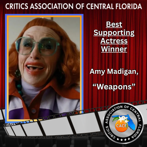 CACF_Critics's tweet image. Best Supporting Actress Winner: 
Amy Madigan, Weapons
#WeaponsMovie @warnerbros #CACF2025