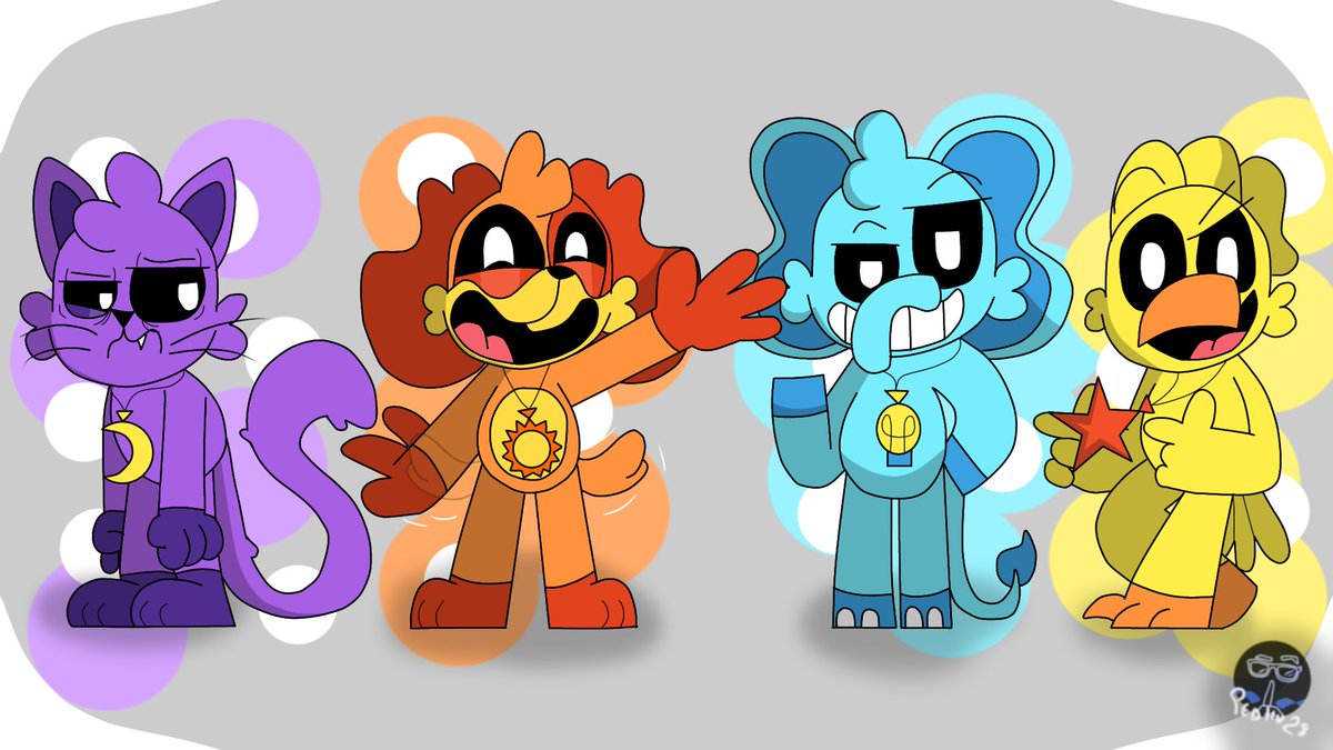 » The New Boys:

Just a glow-up of the previous designs,  look out for the other little rascals later 😉

What did you think? Also... so that it's not just that, share your opinions and curiosities about Boys Squad!
#SmilingCritters
#CatNap #DogDay #BubbaBubbaphant #KickenChicken