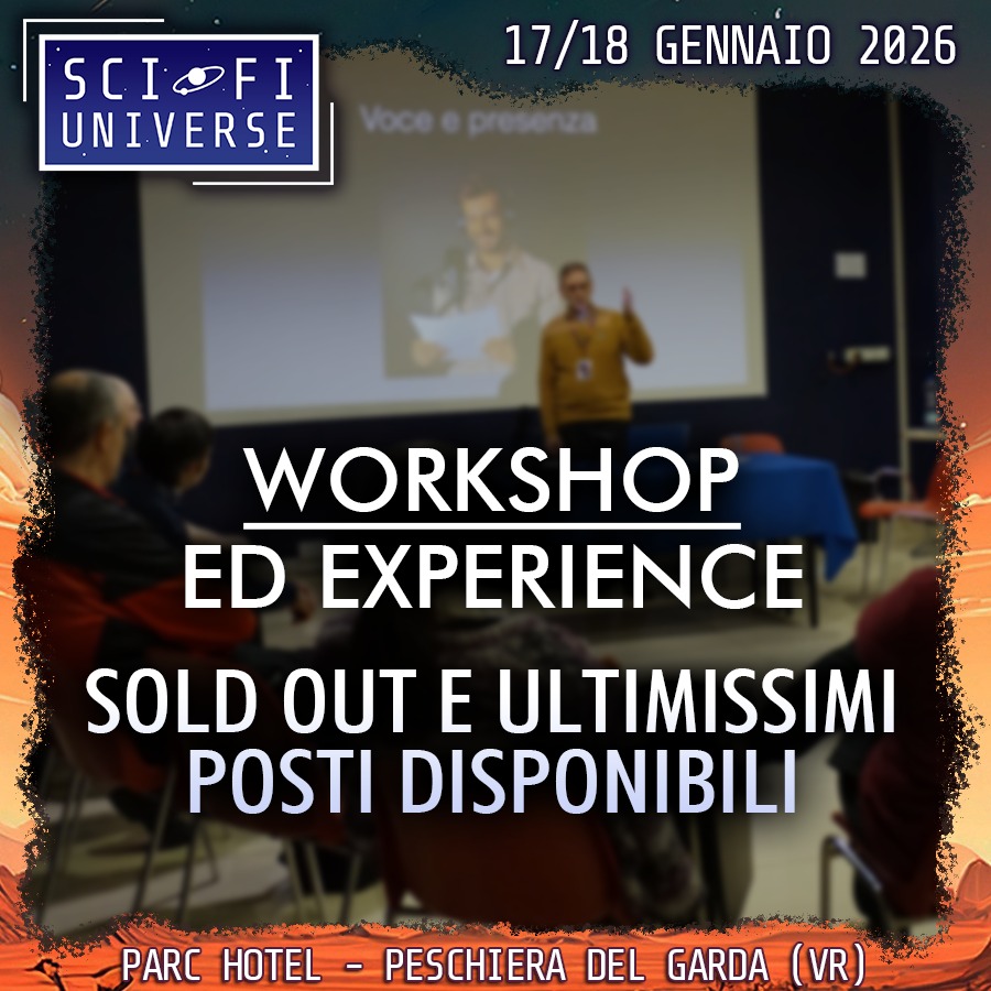 Oggi vi diamo un rapido aggiornamento circa i nostri Workshop. Disponibile un solo posto per il Meet&amp;Greet con David Nykl e per Chara-Design, due posti residui per la sessione di GDR a tema Stargate di venerdì sera e per News Lab; infine, tre posti ancora liberi per Infrared
#SFU