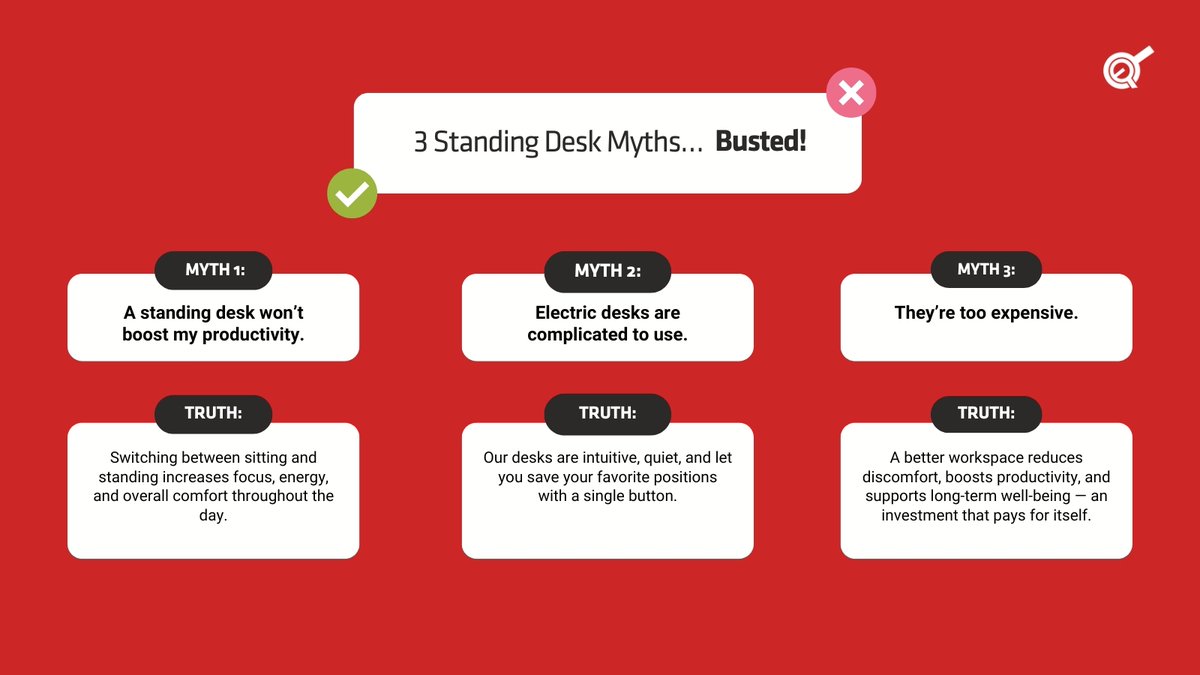 ProgressiveDesk's tweet image. ✨Think standing desks are all hype?
Let’s bust the myths 👀 A height-adjustable desk can boost your productivity, comfort &amp;amp; well-being.
👉 Learn more: bit.ly/3N2J3Gv
#ProgressiveDesk #Ergonomics #WorkspaceUpgrade #Productivity