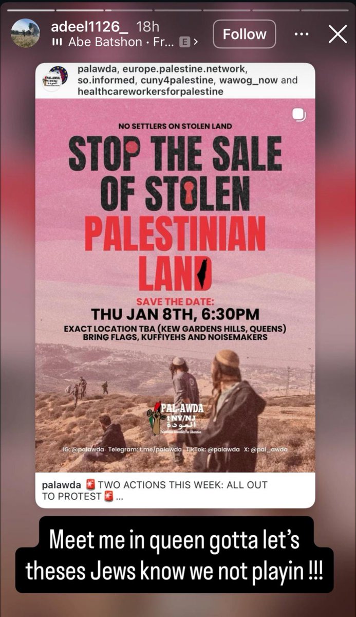 HenMazzig's tweet photo. Look what one of the protesters at the Queens synagogue wrote in his Instagram story. 

Not Zionists. Jews. 

The “anti-Zionism not antisemitism” mask has slipped, and the hate beneath it is ugly. https://t.co/qMeMD6lSpS