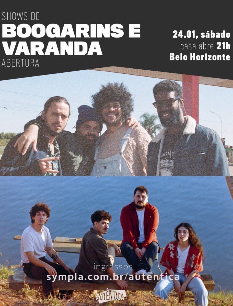 varanda_musica's tweet photo. Alô BH! Primeiro show do ano com os @Boogarins na @autentica_bh quem perder tá maluco #resenhamaxima 🤘😭❤️‍🔥😻 https://t.co/Dg9RFznCwt