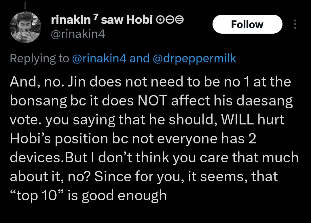 DivyaSeokjinnie's tweet image. U have 2categories for Hobi which is fan voted,bt u chose to cry over a category that u can't vote.Aren't you one of those "Armys" who went against the voting fbs &amp;amp;the whole fd coz they chose Jin since he was leading &amp;amp;splited the votes?Also made armys believe that Jin doesn't+