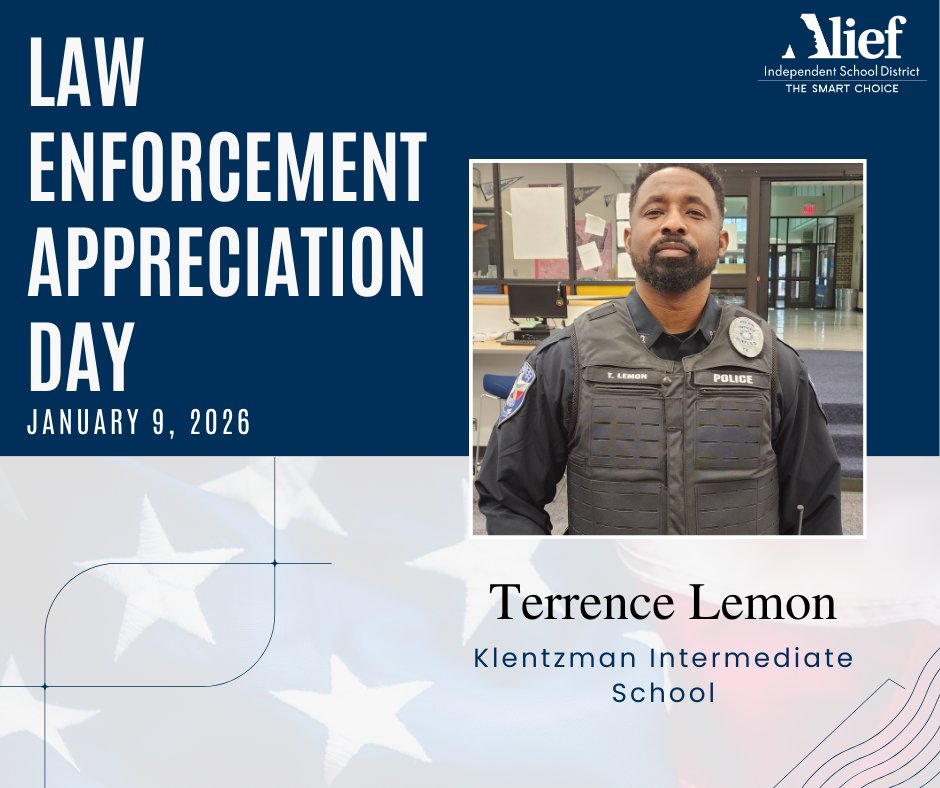 Safe schools, strong communities. We are grateful for our Alief ISD officers who work tirelessly to ensure a safe environment for our students and staff. #LawEnforcementAppreciation #AliefStrong