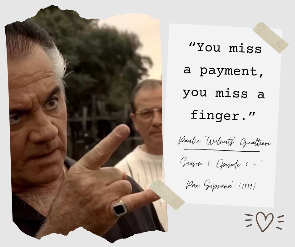 PayBackDebtNow's tweet photo. 🖐️😠 “You miss a payment, you miss a finger.”
Yikes! Don't let debt collectors play mob boss. Protect your peace (and your fingers)  💪🔫
#Sopranos #PaulieWalnuts #DebtIsNoJoke #MissAPayment #DebtRelief #FinancialFreedom #PersonalFinance #NoMoreDebt #MoneyManagement #PayBak https://t.co/mvBPsh0luR