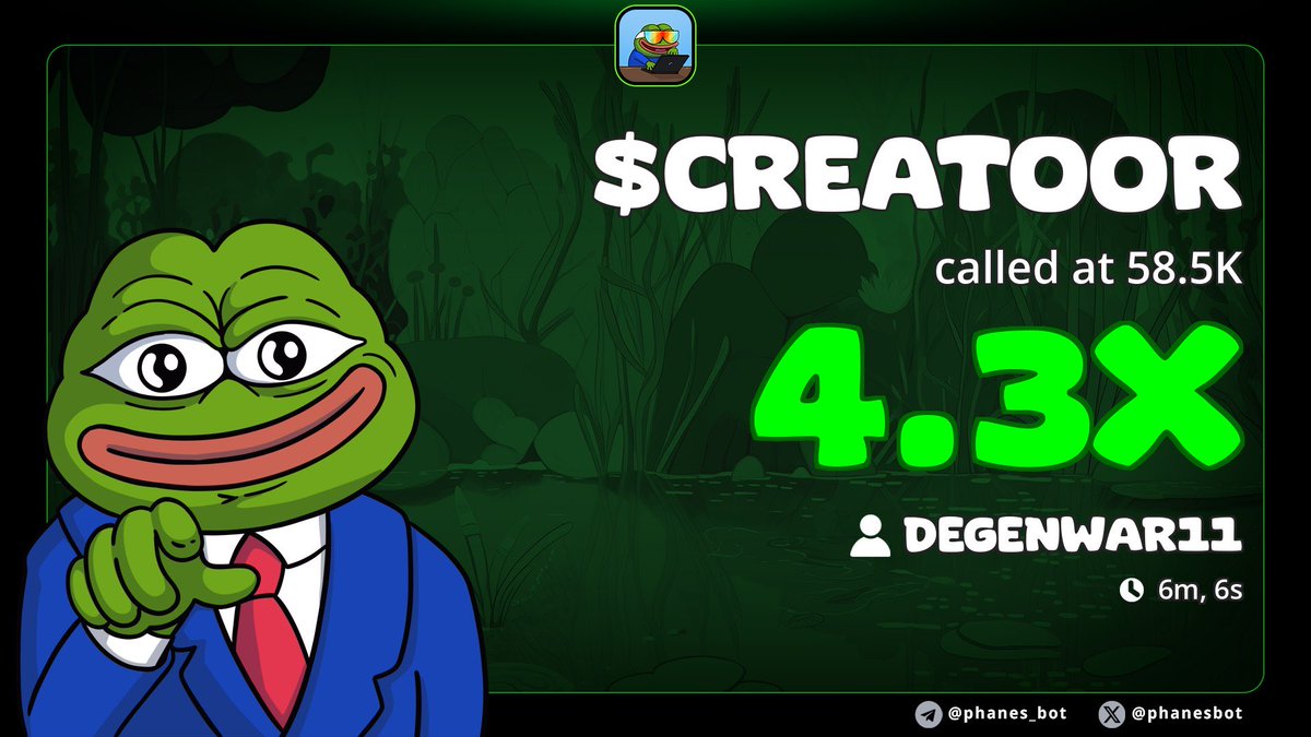 DegenWar01's tweet photo. 4x profits on my alpha call on #CREATOOR

CA>> 8ikcHJMx9v9WZGv8Z1UX8Emi8yb9eVssJHamW4kTKp3m
#memecoin #solana #Degen https://t.co/5DB4yhjD6L