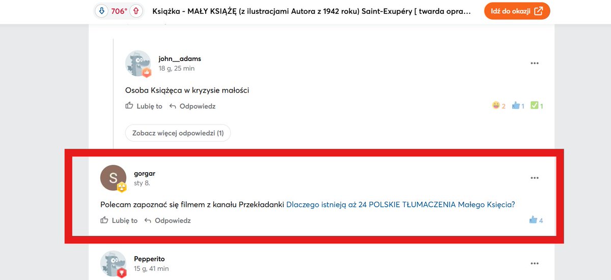 Cudownie jest widzieć w "internetach" takie wpisy! 🥰
Film o 24 polskich tłumaczeniach "Małego Księcia" do znalezienia pod tym linkiem: youtu.be/1flL5w5qlbA  
A nowy materiał się tworzy!