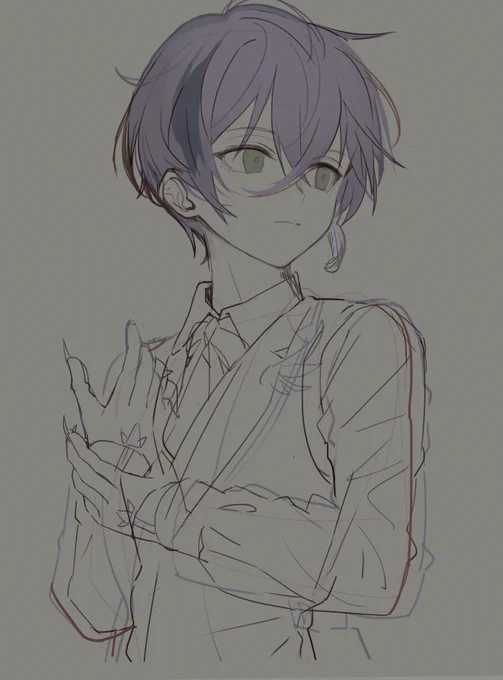 深夜のらくがき。むらさきで歌うま最高～いいな～。自分が描くとマイナス10歳くらいになるよ!顔が自分好みに描けた( ◠‿◠ )!
