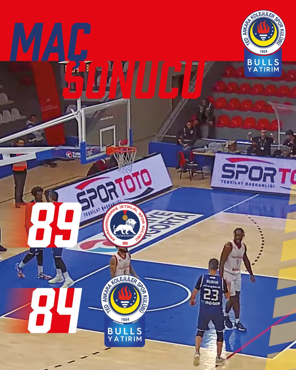 Maç Sonucu
Kipaş İstiklal Spor 🆚 Bulls Yatırım TED Ankara Kolejliler: 89-84
