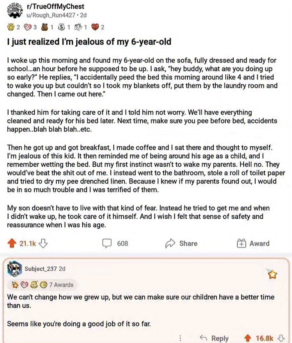 A dad realizes his son is growing up better than he did and feels a little jealous.