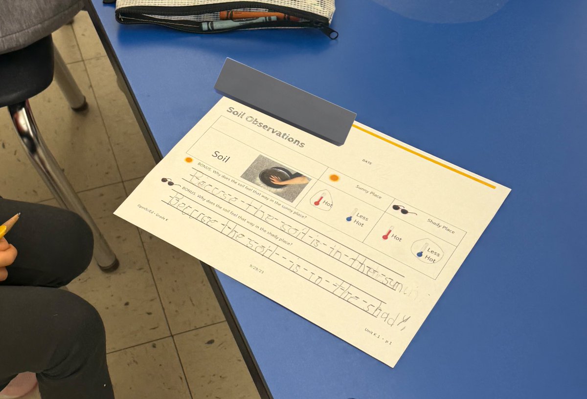 Kindergarten scientists <a href="/CollinsElemSch/">Collins Elem School</a> <a href="/LivSchools/">Livingston Schools</a> investigate soil in the 🔍☀️sun/shade and explain their observations!