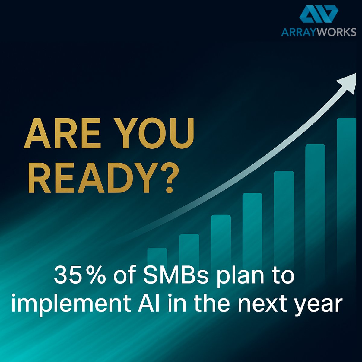 Arrayworks's tweet image. Nearly 35% of SMBs will adopt AI in the next year.

But adoption without orchestration creates risk.

TAP helps organizations prepare for the next phase of intelligent business with structure and confidence.