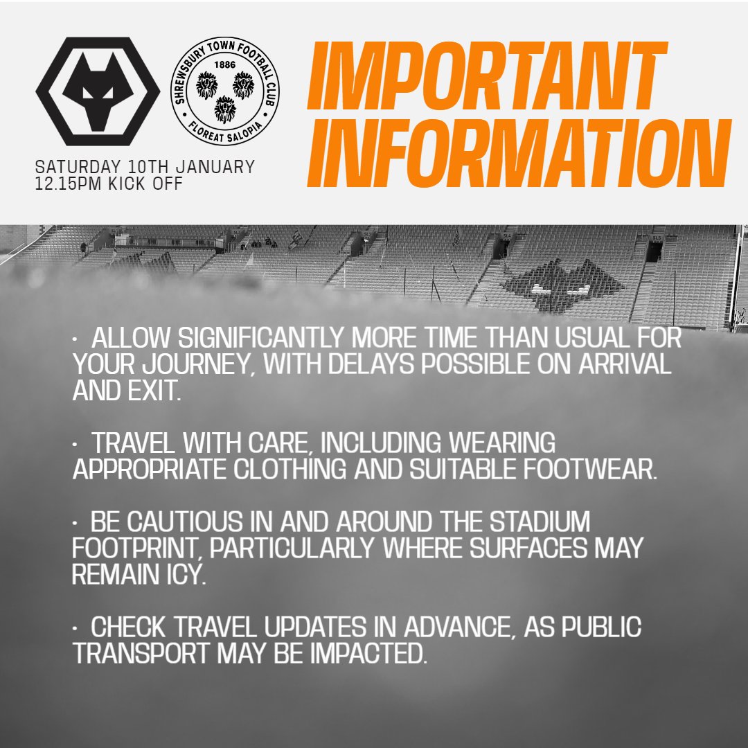 Important advice for supporters travelling to Molineux tomorrow ℹ️