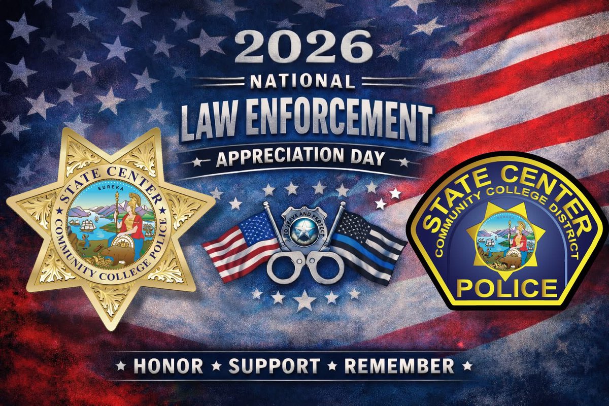 Today, we proudly honor Federal, State, and Local Law Enforcement professionals who serve our communities. On behalf of the members of the SCCCD PD, we thank you for your service, sacrifice, and unwavering commitment to protecting others.

Honor. Support. Remember. 🇺🇸💙🚔