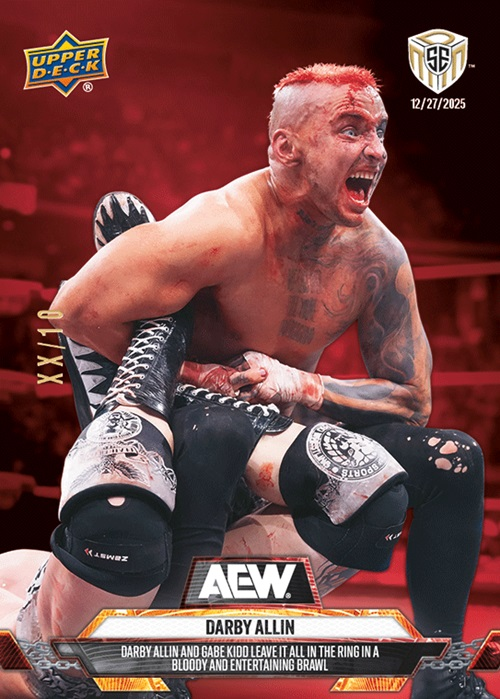 wrestlingcards's tweet image. Cards #25-30 of 2025 @UpperDeckSports AEW Match Dated Moments from the Worlds End event are available to purchase in the Upper Deck Epack store on 1/9/26. #AEW #UpperDeck #AEWWorldsEnd #WrestlingCards #WrestlingTradingCards
