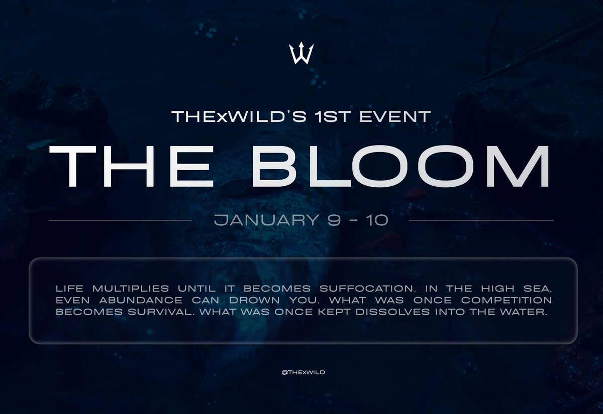 THExWILD's tweet image. ⠀
Small as dust and endless as hunger, the Animus enters the sea as the smallest living thing. As it takes form the blue begins to bruise into green, blush into red. The water thick with possession, with wanting, with the fragile illusion that growth belongs to the self.

⠀