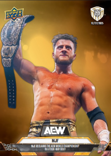 wrestlingcards's tweet image. Cards #25-30 of 2025 @UpperDeckSports AEW Match Dated Moments from the Worlds End event are available to purchase in the Upper Deck Epack store on 1/9/26. #AEW #UpperDeck #AEWWorldsEnd #WrestlingCards #WrestlingTradingCards