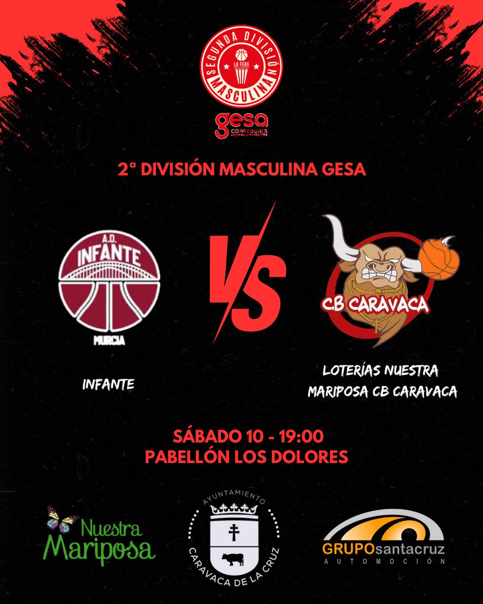 🏆 SENIOR MASCULINO 
🏀 Jornada 8
📅 Sábado 10
🕒 19:00h.
🆚 <a href="/ad_infante/">A.D. Infante Murcia</a>
📌 Pab. Los Dolores 

El Senior Masculino buscará comenzar el año con victoria a domicilio ante un gran rival.

¡VAMOS CARAVACA! 🏀♥️💪🏻

#SomosEquipo #CBCaravaca