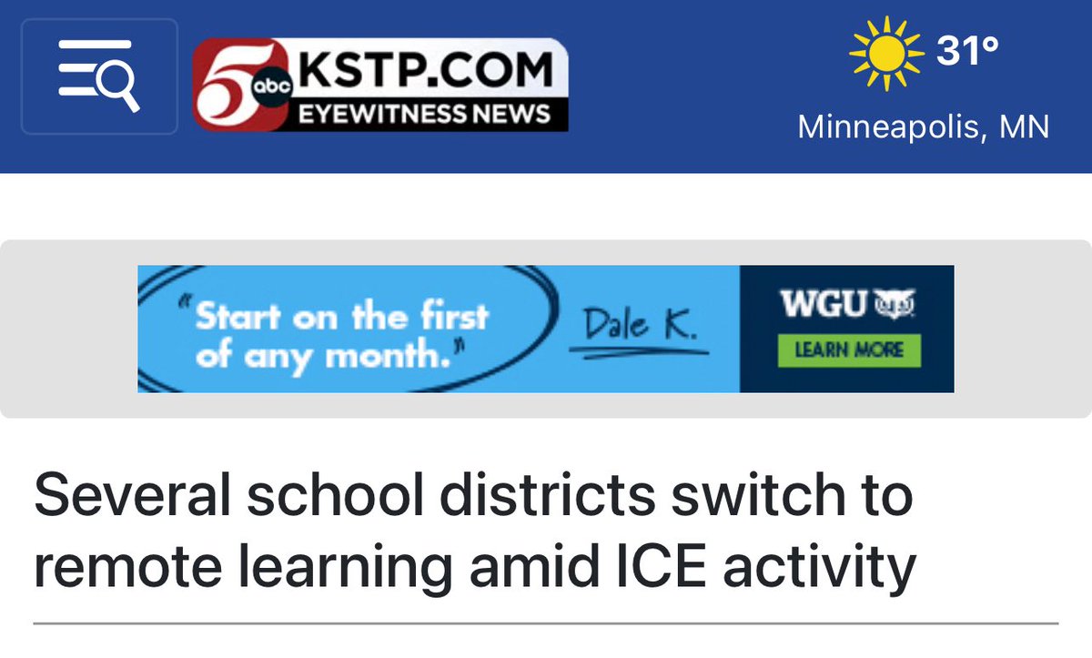 After the pandemic set kids back in learning, now Minneapolis Public Schools are saying they might move the kids to e-learning through February 12th because of ICE? They never let a good crisis go to waste do they? They don't mind your kids being set back in learning, because