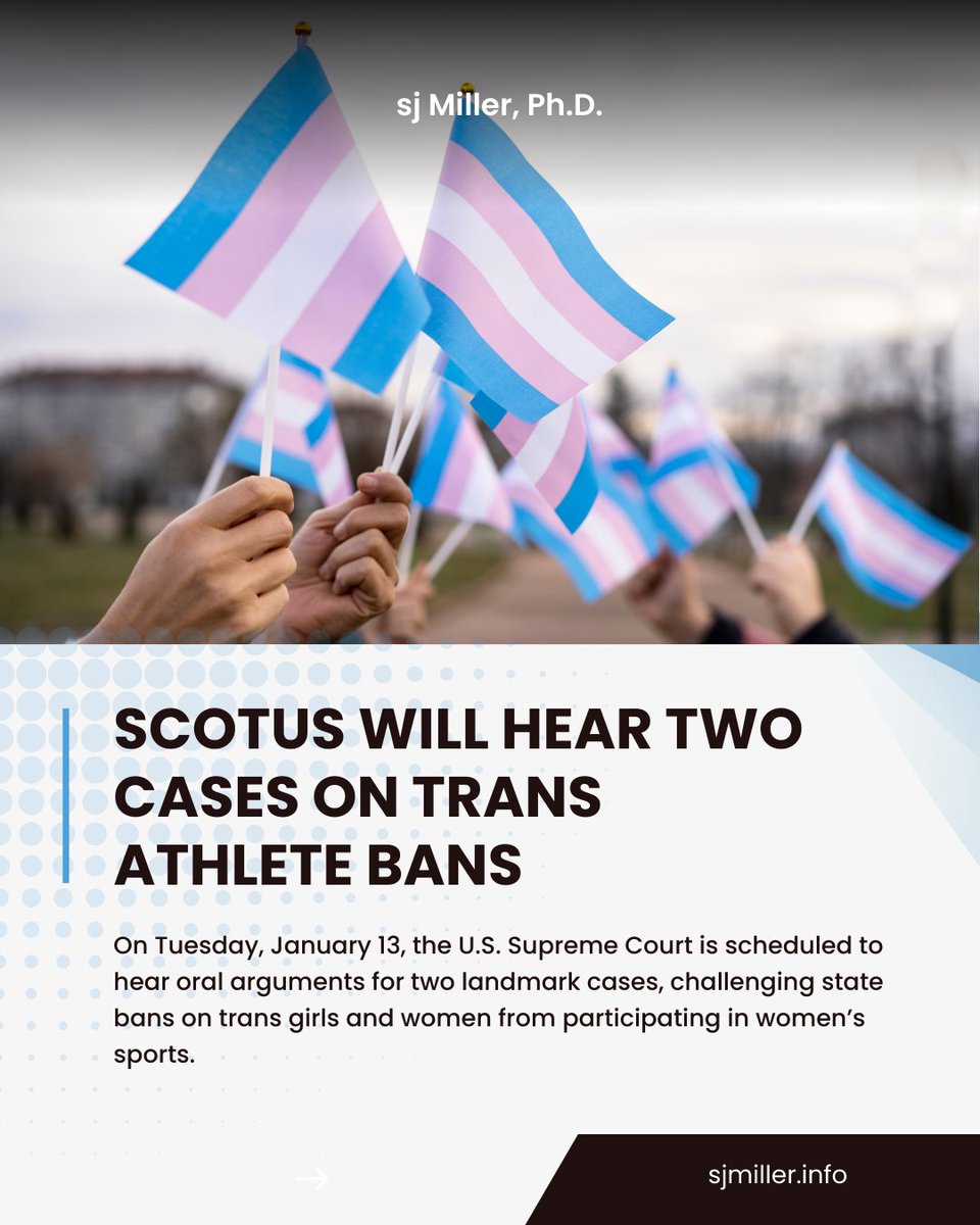 🗓️ On Tuesday, Jan. 13, 2026, the U.S. Supreme Court will hear oral arguments in two pivotal cases shaping whether trans youth can fully belong in school life and athletics: West Virginia v. B.P.J. and Little v. Hecox.

🎧 Listen live here: supremecourt.gov/oral_arguments…