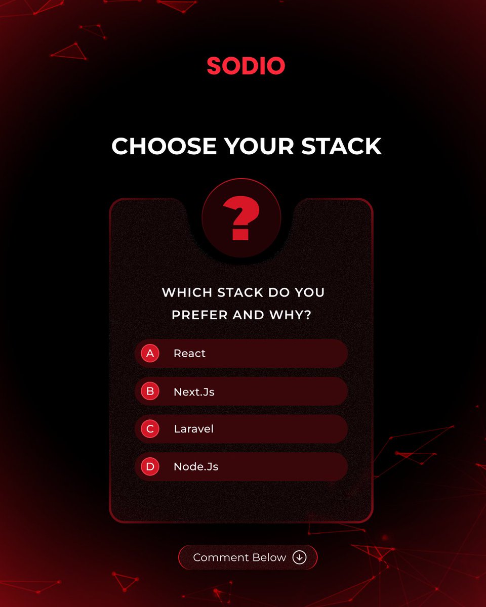 There’s no “one-size-fits-all” stack.
Which tech do you choose—and what problem does it solve best for you?

#TechDebate #DevTalk #Programming #WebDevTrends #ReactDevelopers #NodeJSDev #LaravelDev #NextJS #SODIO