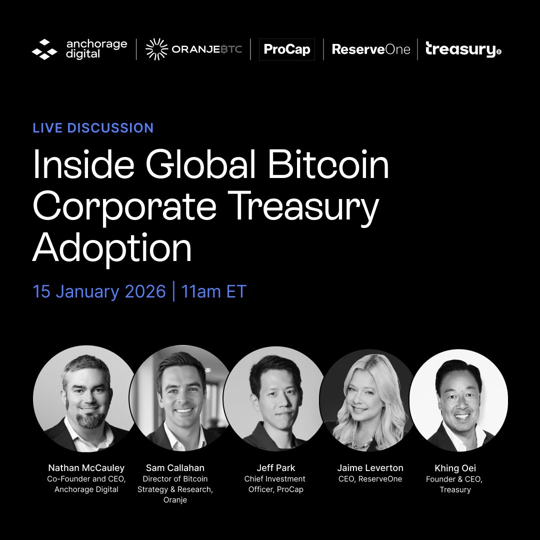 Broadcasting here next week! 🟠 The outlook for institutional Bitcoin  adoption in 2026 🟠 How the corporate treasury model is evolving 🟠  Compliantly facilitating institutional BTCFi participation ... and more.  Join us