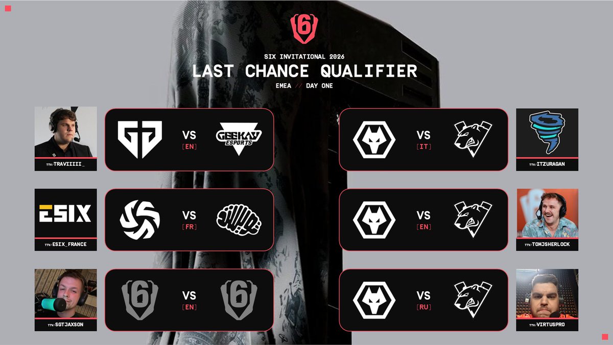 ItsTraviiiii's tweet image. IT IS TIME FOR THE SI 2026 LCQ 🔥

8 teams, but only 1 ticket to Paris. Join myself and @PuffoBob as we kick off the LCQ with @geekay_esports VS @geng_gold

🔴 LIVE NOW ON TWITCH.TV/TRAVIIIII_

There's plenty more action going on, so be sure to check out the other streams too: