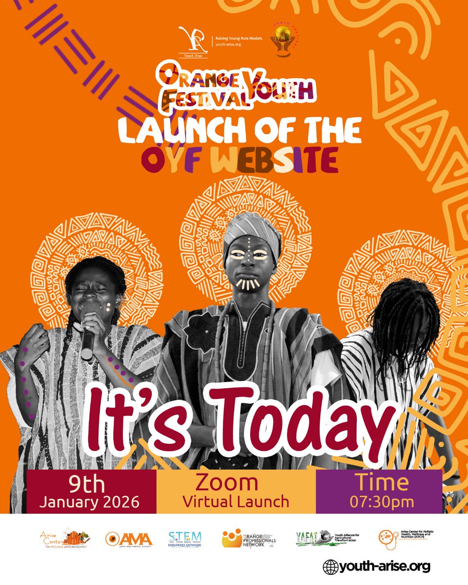 🧡 THE WAIT IS OVER

The Orange Youth Festival website launches tonight.
A new digital home for African youth.
A space for ideas, creativity, dialogue, and opportunity.

📅 Friday, 9 January 2026

⏲️ The time is 7:30 pm

Join us as we take this next step together.