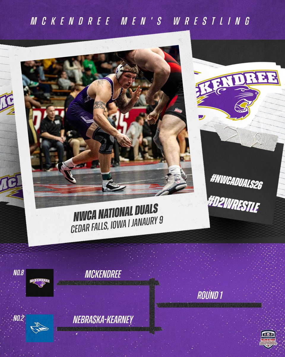 McKBearcats's tweet photo. ๐พ๐คผ #NWCADuals26 for Men's @McKWrestling with Round 1 kicking off at 2:00PM against UNK! Round 2 starts at 4:00PM!
๐|๐บhttps://t.co/kv1dI4hztY
#BearcatsUnleashed
#D2wrestle #GLVCwrestle https://t.co/u1EDQ6w49B