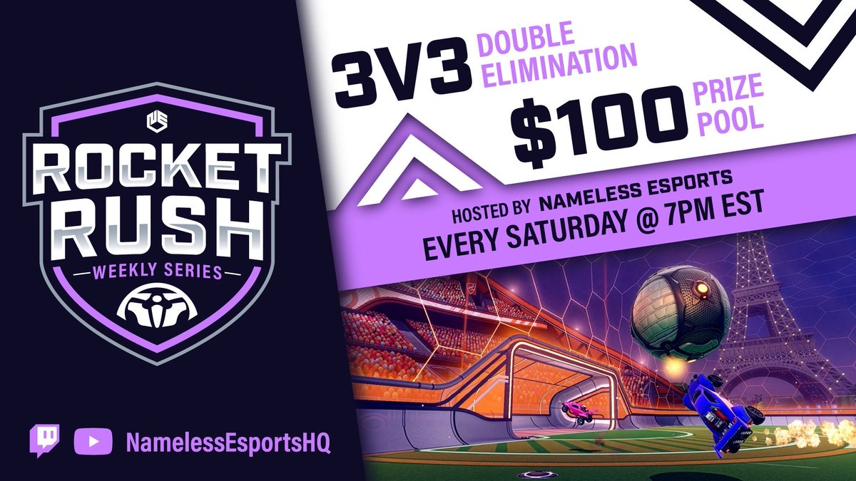 Nameless_LLC's tweet photo. Season 1 of Rocket Rush starts tomorrow! $100 weekly events and a championship tournament!
Weโre excited to bring you the a new format and allow teams more freedom for a chance to qualify!
Produced by Nameless Esports
Join Discord:
https://t.co/2KdNMHAe0o
#RocketRush #RLCS #TheFutureOfEsports