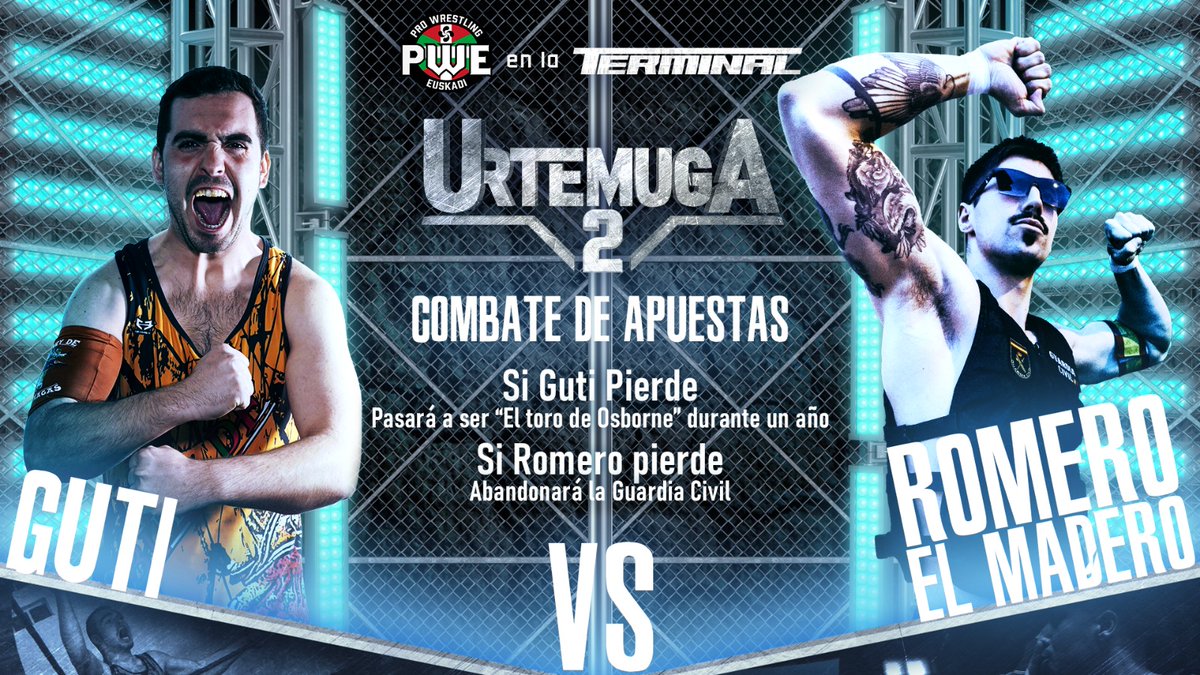 PWEeuskadi's tweet image. 🔥 Combate de apuestas en Urtemuga 2 🔥
👉 Si Guti pierde, pasará a ser “El Toro de Osborne” durante un año.
👉 Si Romero pierde, abandonará la Guardia Civil.
¿Quién pagará el precio de la derrota?