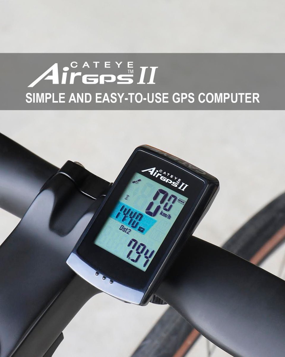 CatEyeBicycle's tweet image. The Cateye AirGPS II is a sensor-free solution to cycling data! Just install it on your bars and roll, and the AirGPS II will get to work. With 8 functions and a #customizable display, you can have the data you want visible at a glance!
#cateyelights #madeinjapan #cyclocomputer