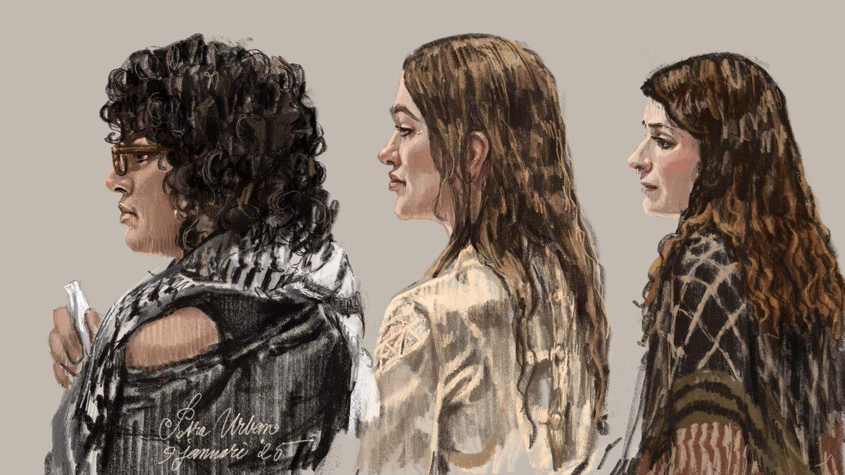 Drie hysterische gilwijven hebben afgelopen augustus met rode verf de Israelische ambassade  beklad,en een ruit gebroken zijn ieder veroordeeld tot een geldboete van 350 euro. De vrouwen vernielden bij hun actie ook een ruit. Ze overwegen hoger beroep.
Wat triest zo'n lage boeten