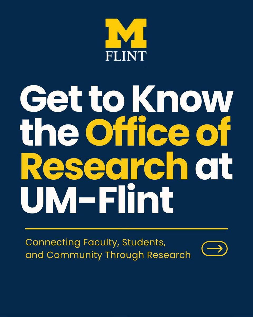 UMFlintResearch's tweet photo. New year, renewed focus on research that matters!

The @UMFlint  Office of Research connects faculty, students, and community partners to support interdisciplinary, community-engaged research with real world impact. We are here to help, every step of the way. #umflint #research https://t.co/vYkRyNKKUh