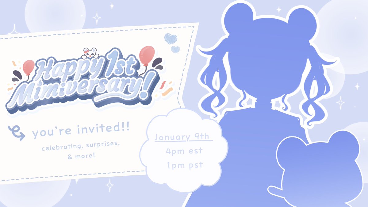 it's my one year anniversary today! and you're definitely gonna come celebrate right?😙

let's have lots of fun together!!🩵

🕒: 4pm ET | 1pm PT