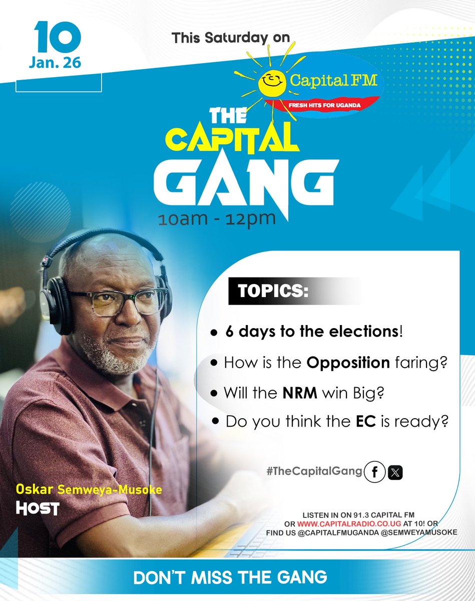 SemweyaMusoke's tweet image. #TheCapitalGang ⁦@CapitalFMUganda⁩ ⁦@OsmanPatricia⁩ ⁦@katanab001⁩ ⁦@derrickwandera2⁩ ⁦@UgandaEC⁩ ⁦@Bamwine_Fred_⁩ ⁦@tonykentkyazze⁩ ⁦@Jadwong⁩