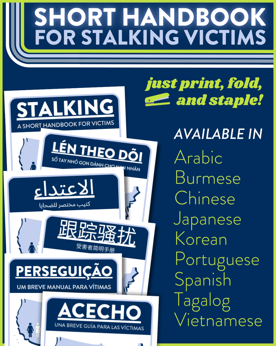 Every year, millions of Americans experience stalking.  Learn more and help educate your community with SPARC’s printable handbooks. #NSAM2026
Victim handbooks available in 10 languages at: stalkingawareness.org/documentation-…