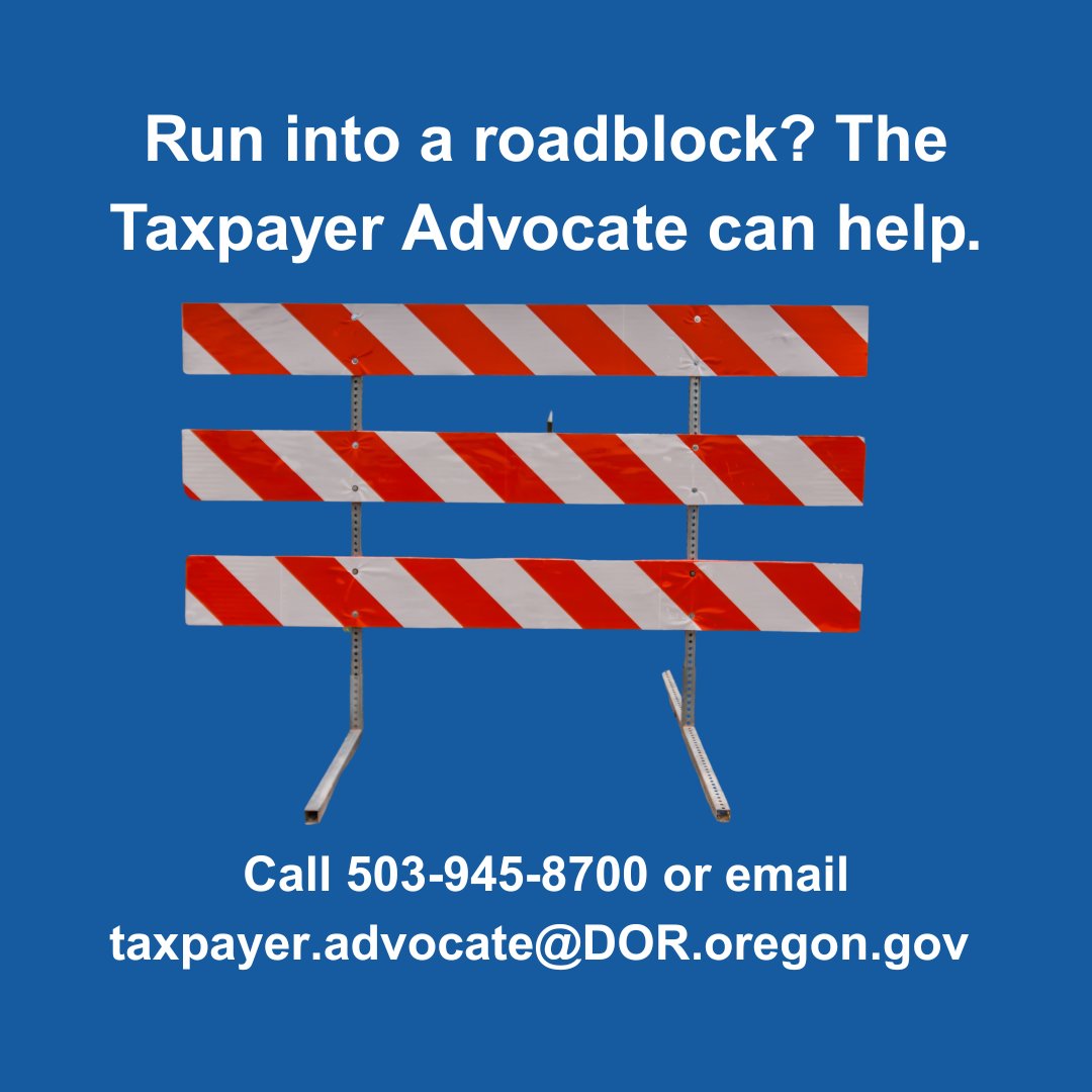 <a href="/ORRevenue/">Oregon Revenue Dept.</a>’s Taxpayer Advocate provides expeditious service to taxpayers whose tax-related problems are not resolved through ordinary channels, including contact with customer service, legislators, or the Director’s Office. Find more information on our website.