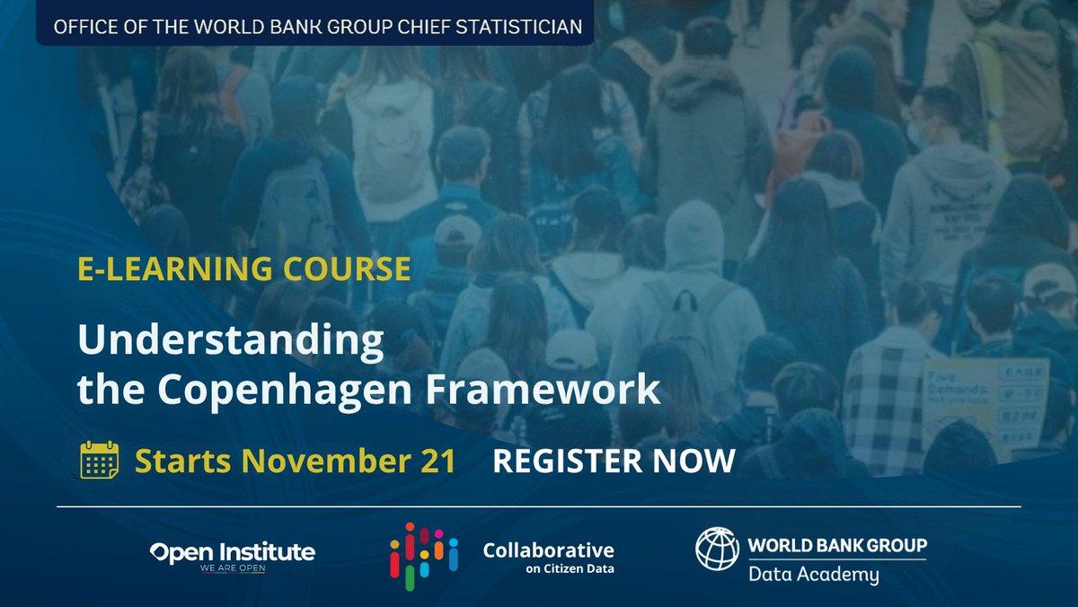 worldbankdata's tweet photo. Citizens are not just data users—they’re data creators.
Learn how #CitizenData can improve governance, environmental action & public services in our new course by @WorldBank Data Academy, @UNStats, @Open_Institute & Collaborative on Citizen Data.
➡️https://t.co/xnELIITTwp https://t.co/C5rXn94voo