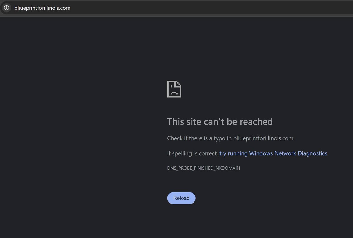 I've taken heat for only dinging Dabrowski for funny campaign mistakes, so let's even it out. The Bailey / Del Mar campaign released their "Blueprint for Illinois" yesterday, yet this is the website they link to in their releases. (I guess it's difficult to spell "blueprint"...)
