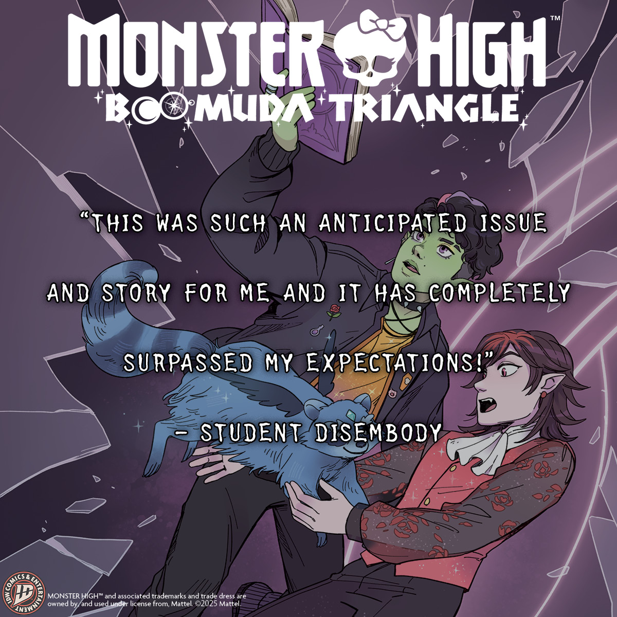 IDWPublishing's tweet photo. Fang-favorite characters #SpelldonCauldronello and #KieranValentine are starring in their scary first miniseries!
Spelldon and Valentine will have to overcome their insecurities if they want to save the mulitverse.
#MonsterHighBoomudaTriangle #1 is out 1/28!
#MonsterHighComics https://t.co/cLjvREG2XB