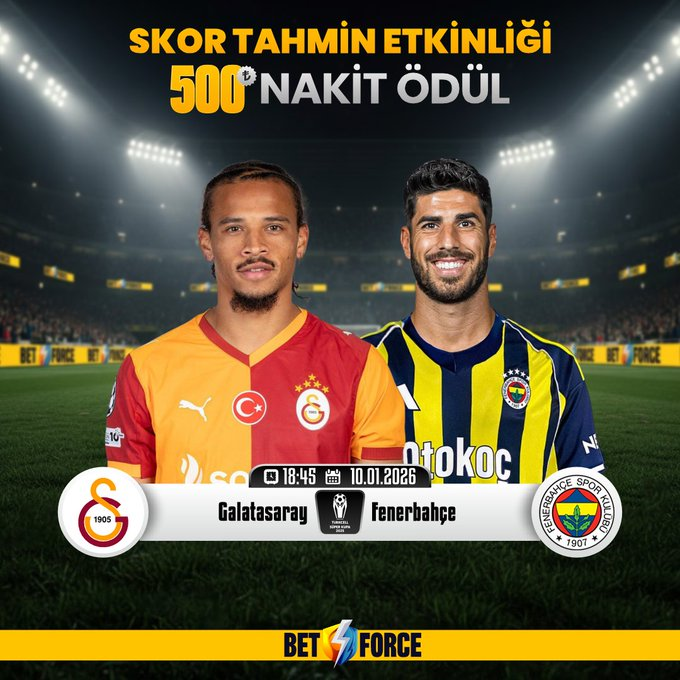 betforceturkiye's tweet photo. 🏆 #BETFORCE İle SÜPER KUPA Final Özel  #NAKİT Etkinlik

GALATASARAY 🆚 FENERBAHÇE

💰Skoru  Doğru Tahmin Et 5️⃣0️⃣0️⃣₺ NAKİT Ödül Kazan

📌Rt+ Fav + 5 Arkadaşını Etiketle ,  🖍 Etkinlik Katılım Formu : https://t.co/cG1UgwMcGE https://t.co/mL4luglf4l