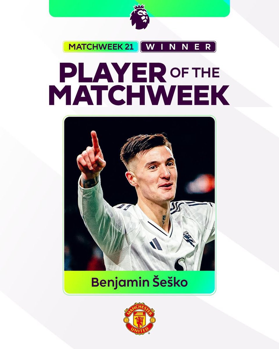 🚨🚨| OFFICIAL: Benjamin Sesko is Premier League’s Player of the Matchweek.