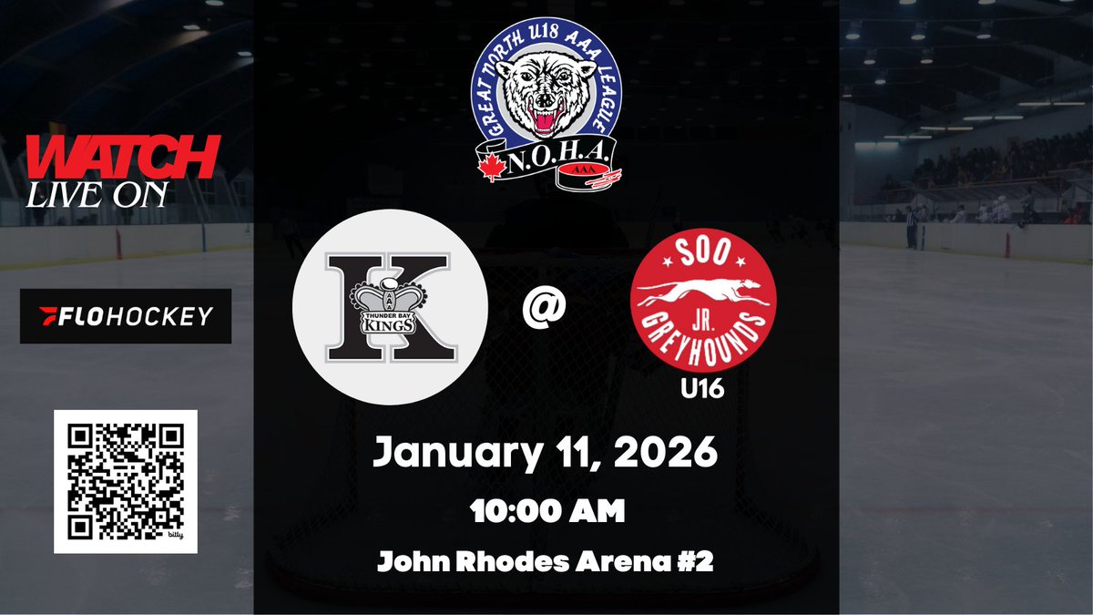 gnu18l's tweet image. Sault Ste. Marie, ON - John Rhodes Arena #2 - 10:00 AM

@ThunderBayKings VS Soo U16 AAA Jr. Greyhounds

Watch live on @FloHockey: flohockey.tv/leagues/111733…

#gnu18l #aaahockey #hockey #thunderbay #kings #soo #greyhounds