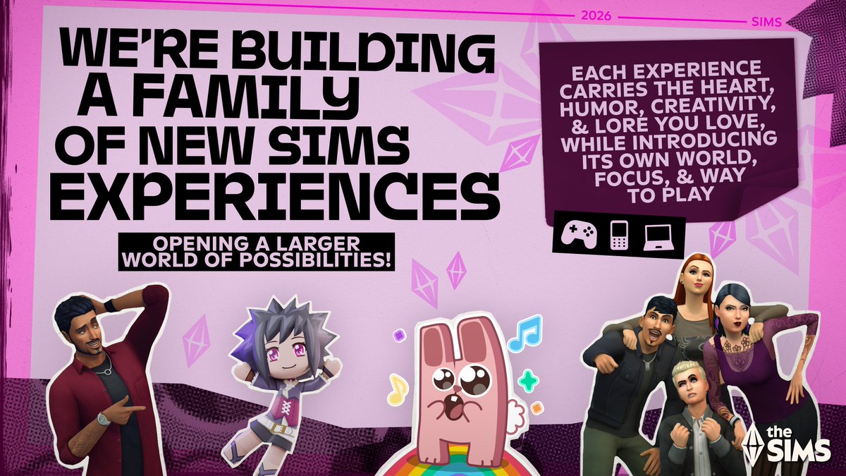 🚨 BIG NEWS 🚨

✅🎉 Four Things to Know Now about the Future of The Sims:

🎮 The Values of The Sims
🔗: ea.com/games/the-sims…
✨ The Future of The Sims across PC, Console, and Mobile

Check here for more details about the future of The Sims: ea.com/games/the-sims…

#TheSims