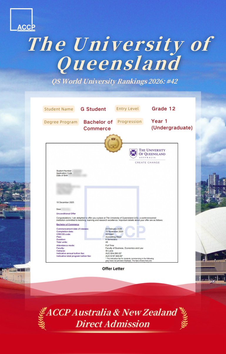 IPERC4's tweet image. 🎉 Big News from ACCP! 🎓
 📬 150 offers received from leading universities in Australia &amp;amp; New Zealand 🇦🇺🇳🇿
 🏆 QS Top-ranked institutions
 🚀 Direct entry to Year 1
So proud of this Spring intake! 🌟