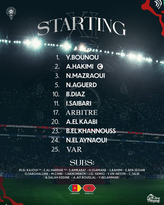 Var et Arbitre bien titulaires côté Maroc. Ça va être dur de les sortir.