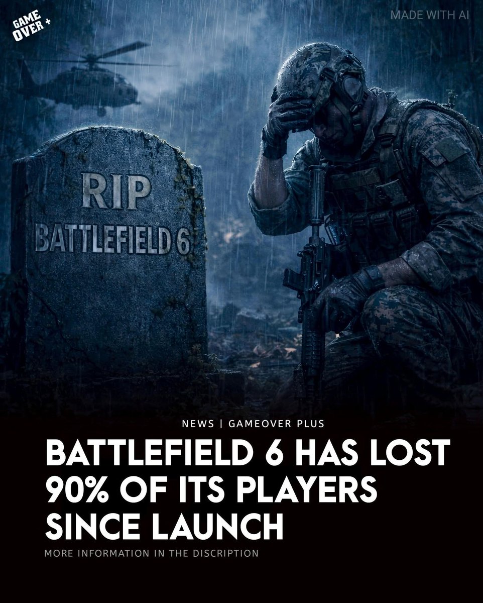BattlefieldInte's tweet image. Battlefield 6 went from 750K players at launch to just 52K now 😬
A 93% drop can updates save it, or is it already too late? 👀🔥

@Battlefield wake up please 🚨🎮